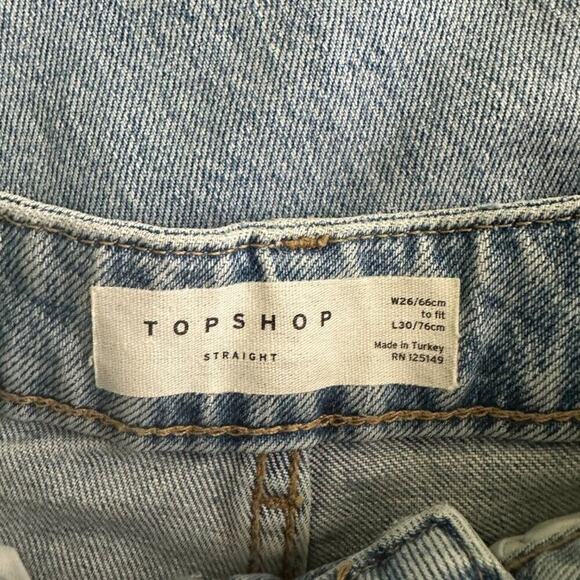 2/$30 Topshop Straight Leg Jeans High Rise Ankle Crop Distressed Light W26 #9243 - Picture 6 of 8